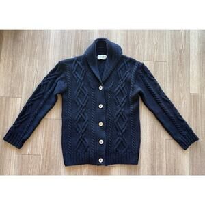 Aran Islands Knitwear Galway Ireland Navy Wool Cable Knit Cardigan XL